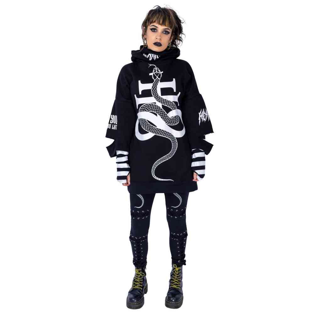 Heartless - HEARTLESS SERPENT Kapuzenpullover/hoodie - Schwarz/Weiß